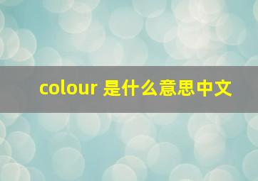 colour 是什么意思中文